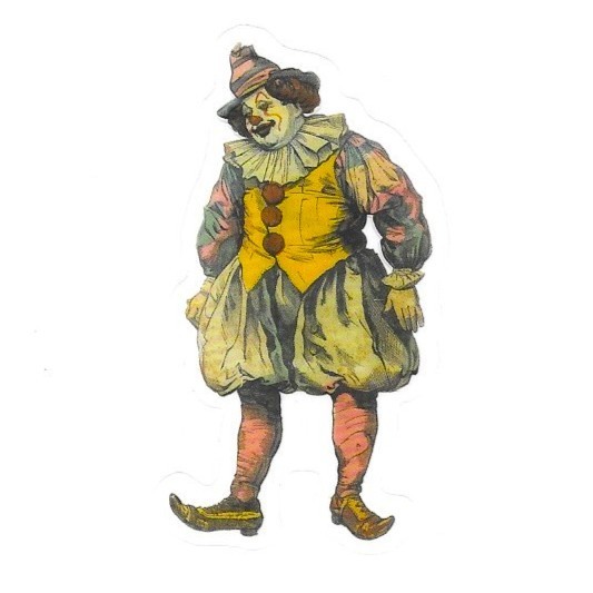 Victorian Clown Sticker Transparent Vinyl Circus Ephemera Jester Antique Style gallery