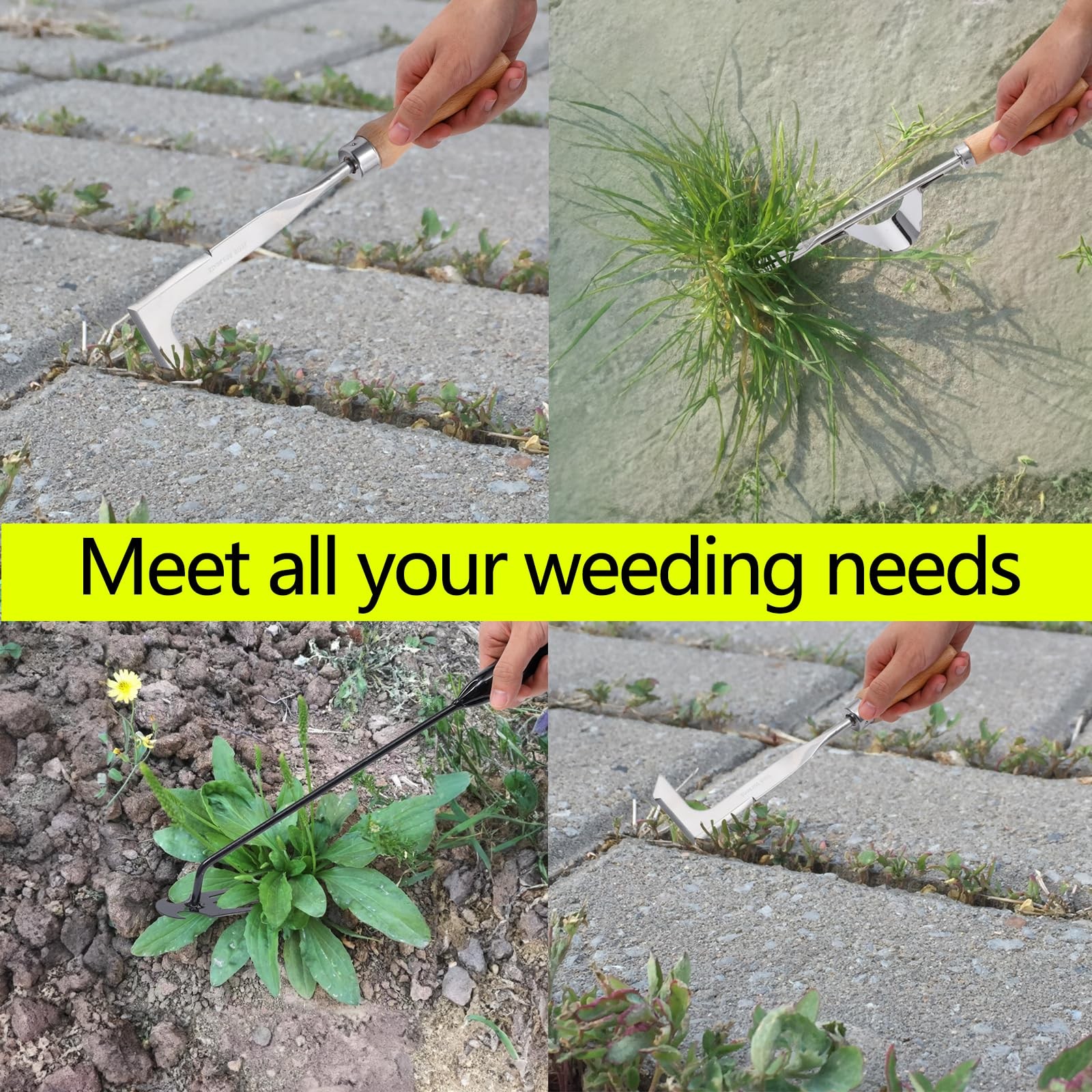 3 Pack Weed Puller Tool, Manual Hand Weeder Paver, Crack Weeder, Stainless St... gallery