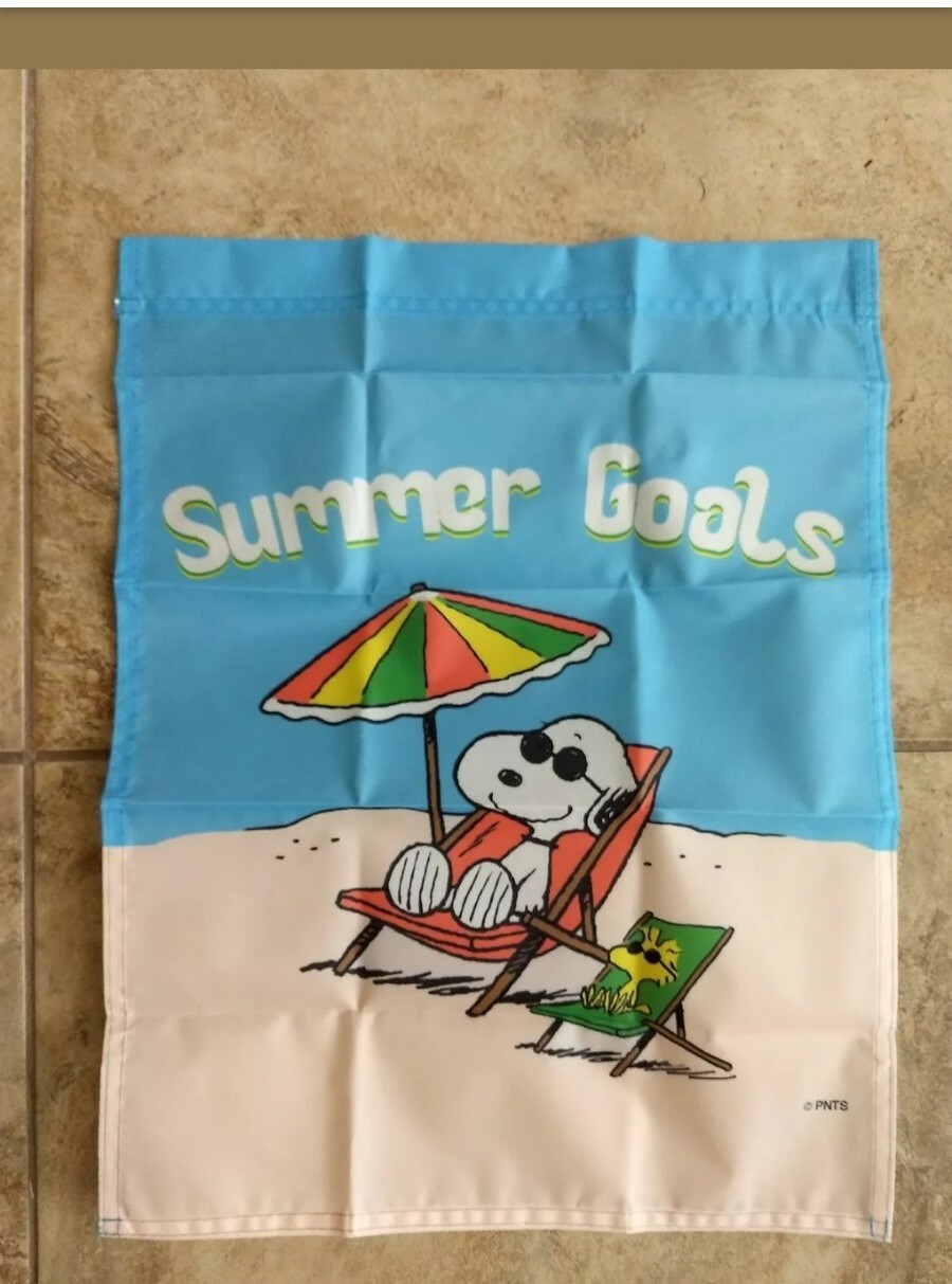 Snoopy 28x40 in. House Flag Summer Goals Beach Double Sided gallery