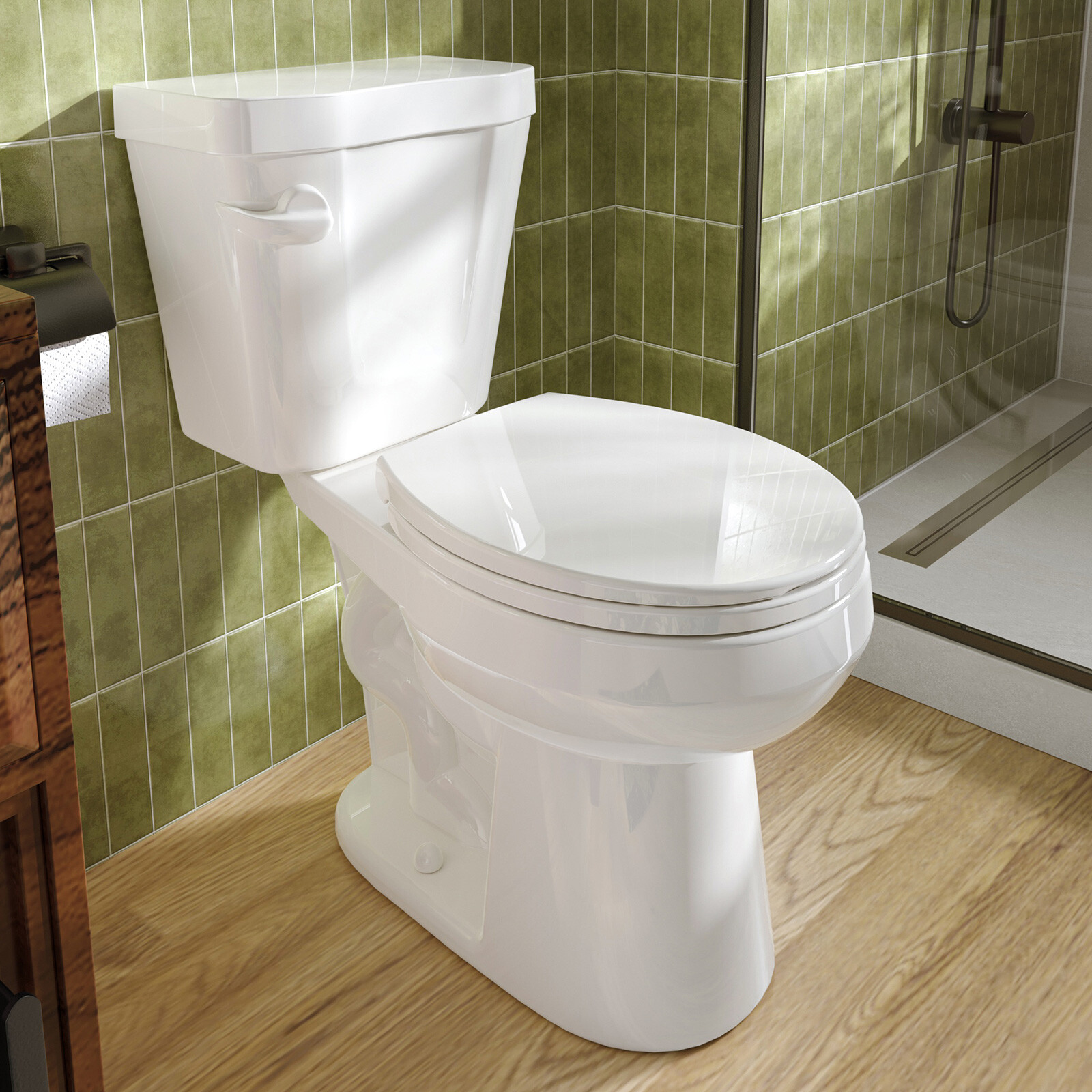 Two-Piece Toilet, Chair Height, Round Front, White, 1.28 gpf ADA Height 17.3'' gallery