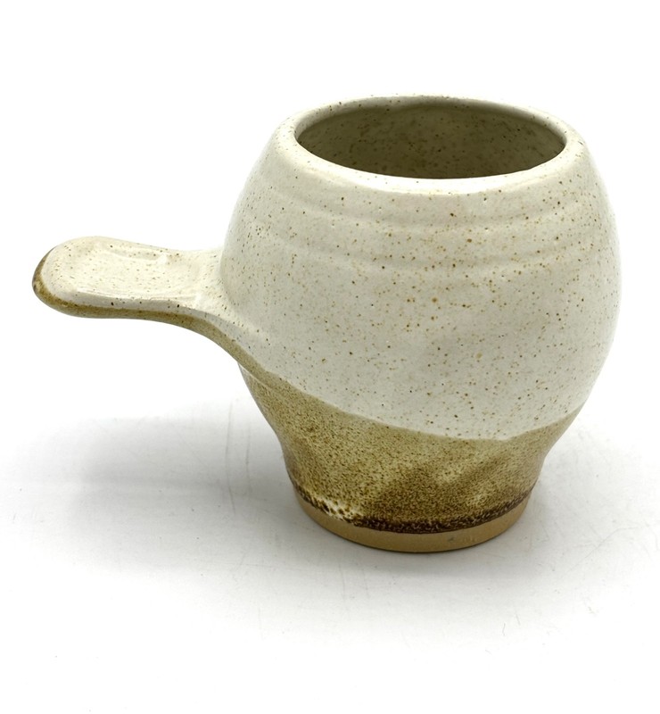Handcrafted Studio Pottery Egg Separator Kitchen Tool Ash Glaze Signed gallery