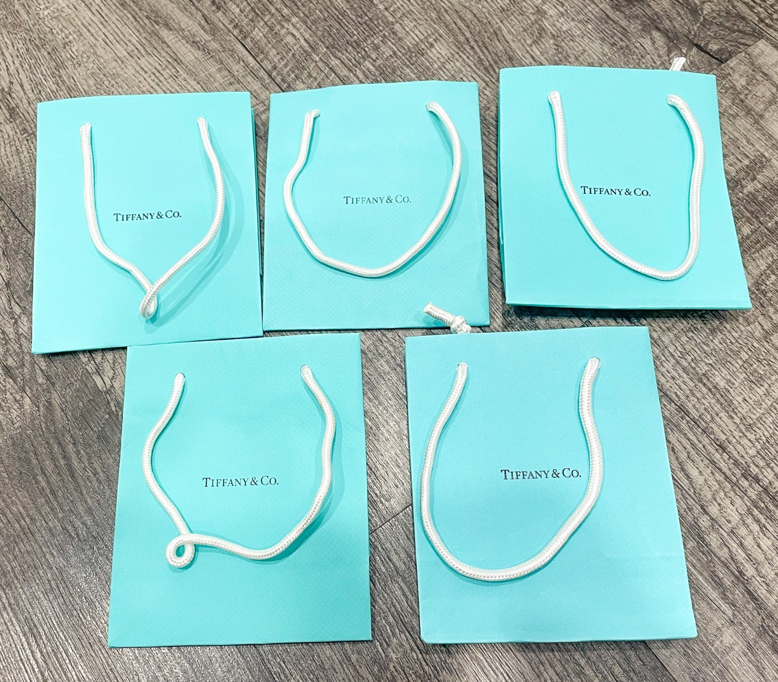 5 PCS Tiffany & Co. Small Blue Paper Shopping Gift Bags 6.5 x 5 x 3 inches gallery