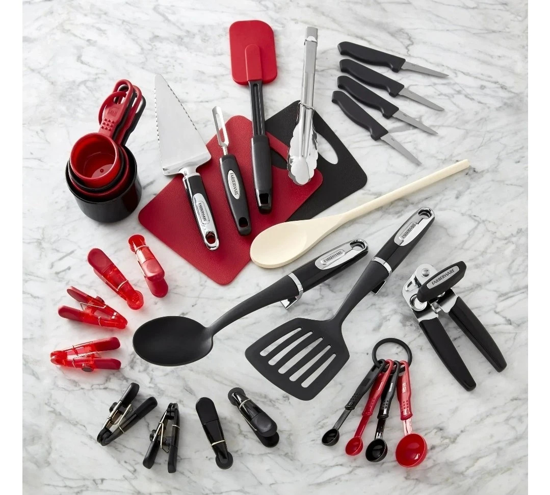 Farberware 30-Piece Black And Red Kitchen Tool and Gadget Starter Set *NEW* gallery