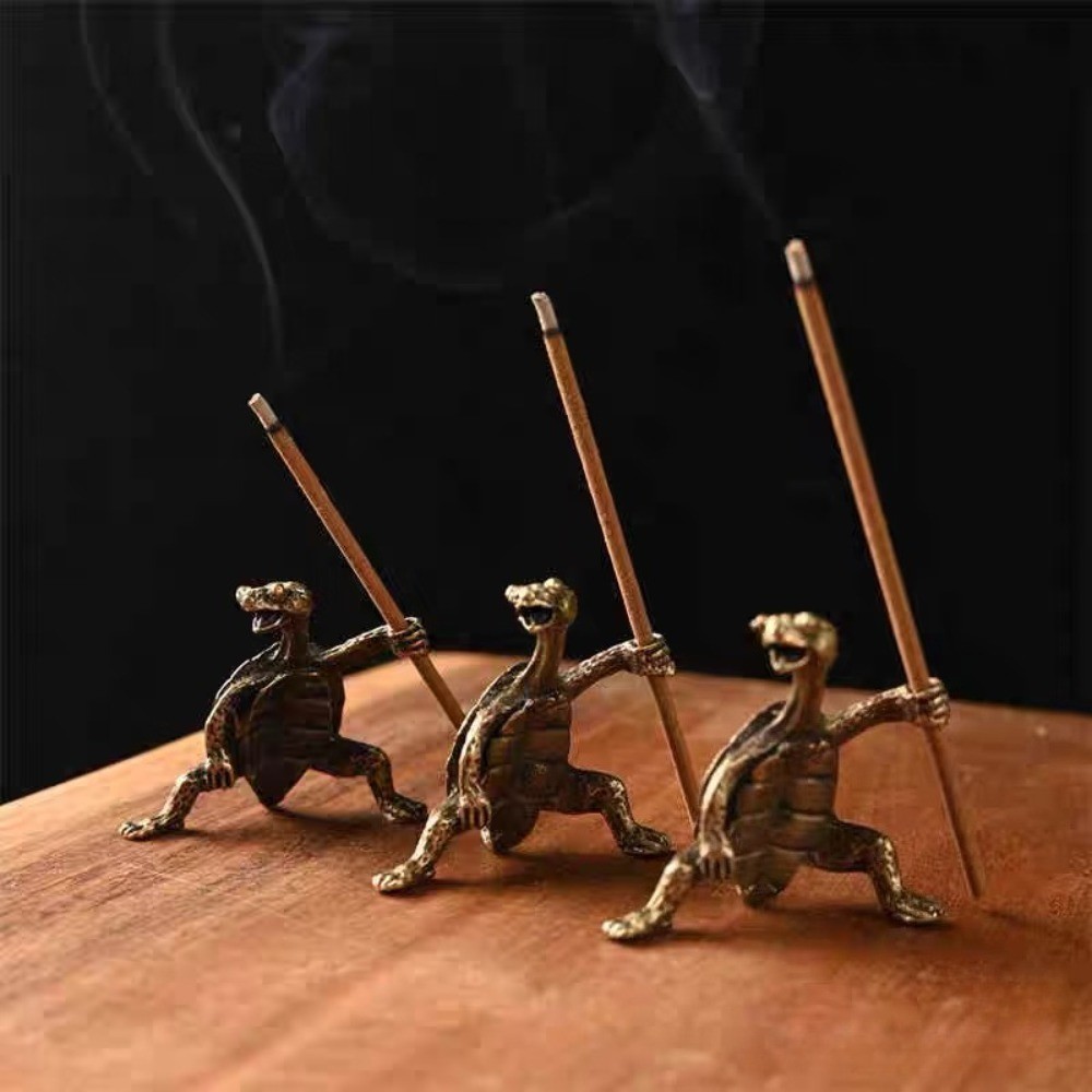 3pcs Fighting Turtle Incense Holder - Medieval Metal Dueling Turtles Tray, Home gallery