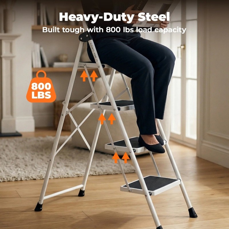 Step Ladder,Ultra-Thin Folding Step Stools 330 lbs Capacity, 2-Inch Thin gallery