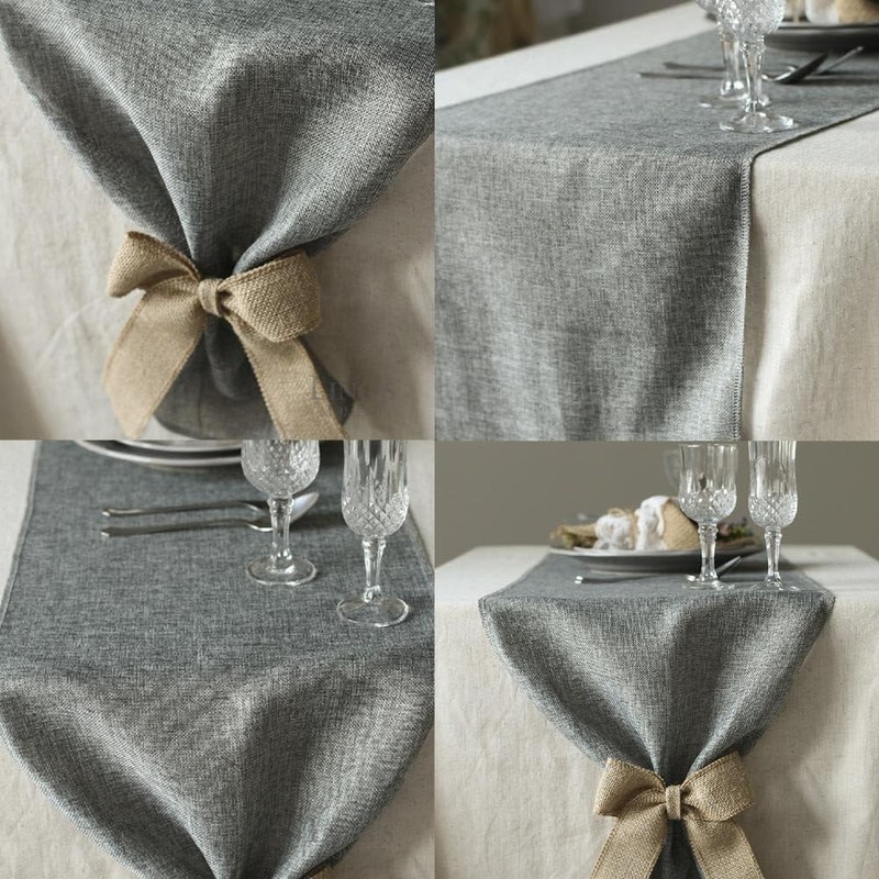 Versatile 14 x 48 Inch Gray Table Runner for Farmhouse Décor & Outdoor Picnics gallery