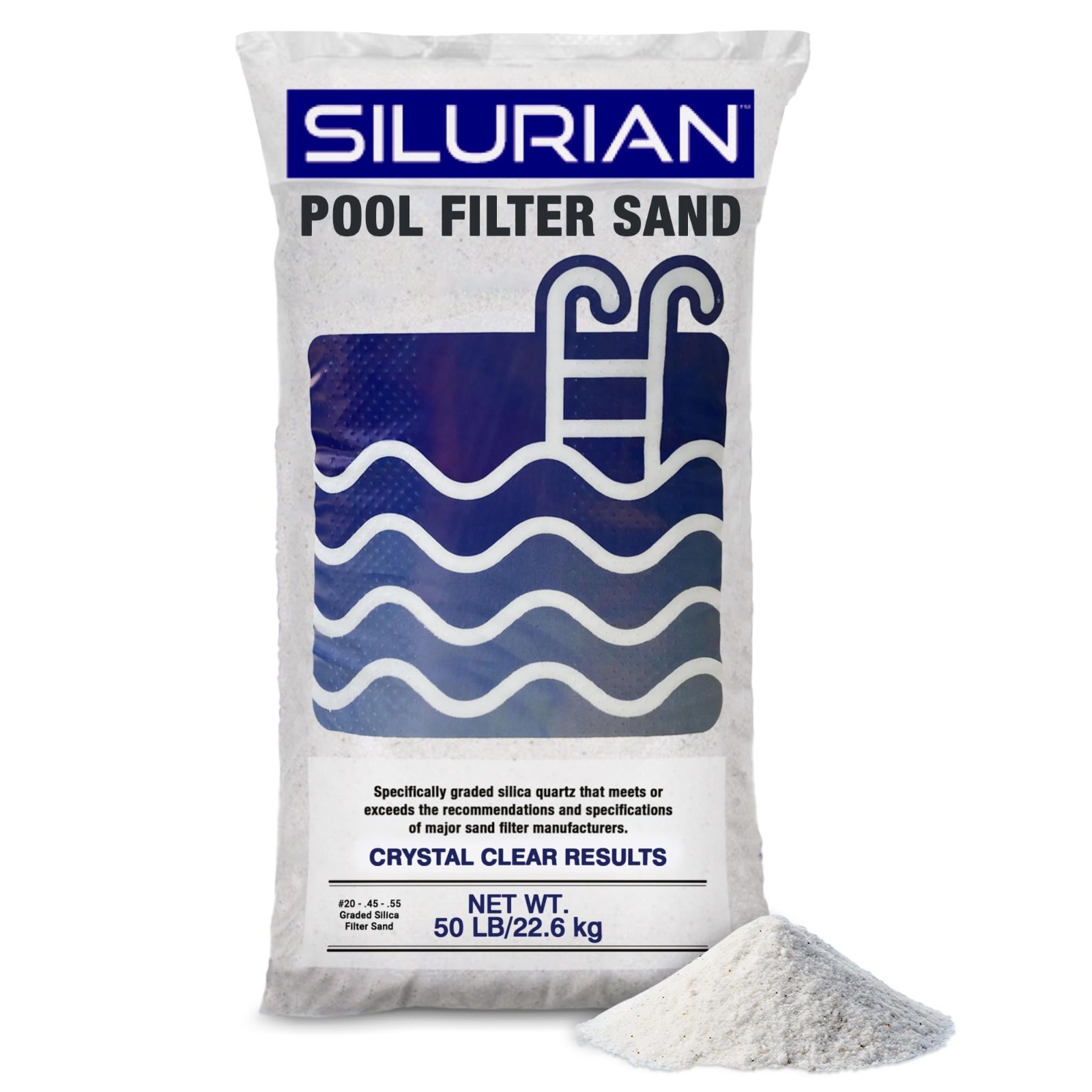 20-Grade Silica Quartz Filter Sand for Pool Pump System, 50 lb Bag - White Filtr gallery
