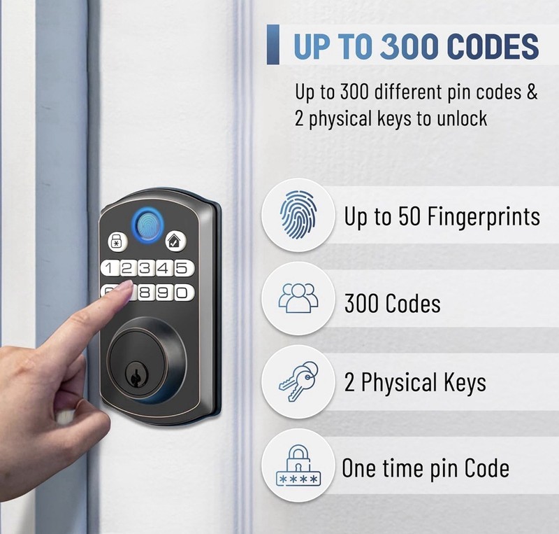 Locsmart fingerprint Door Lock Control Keyless Deadbolt AUTO LOCK gallery