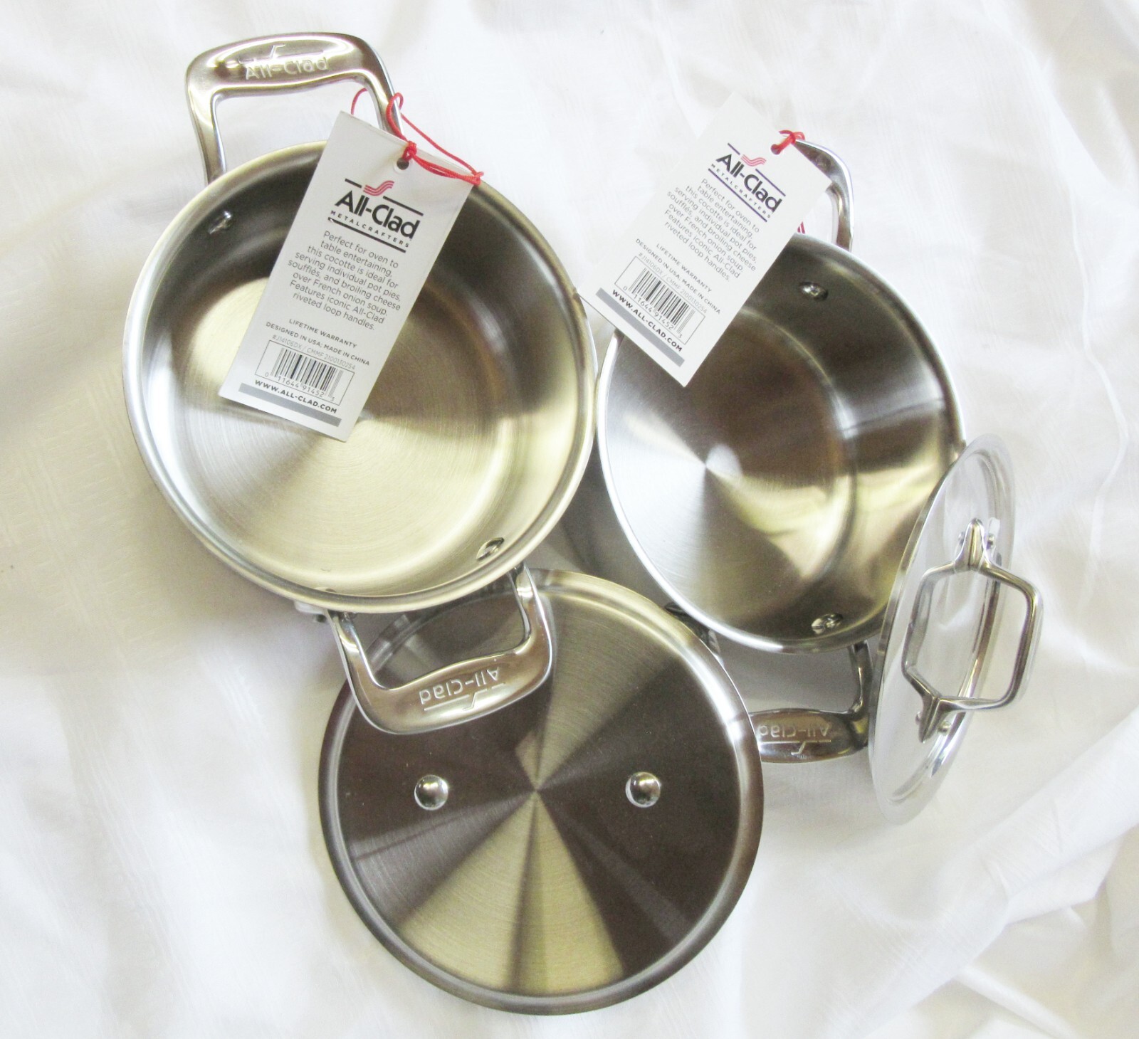 Two All-Clad Specialty Stainless Steel Ramekin with Lid Oven Broiler Safe 600F gallery