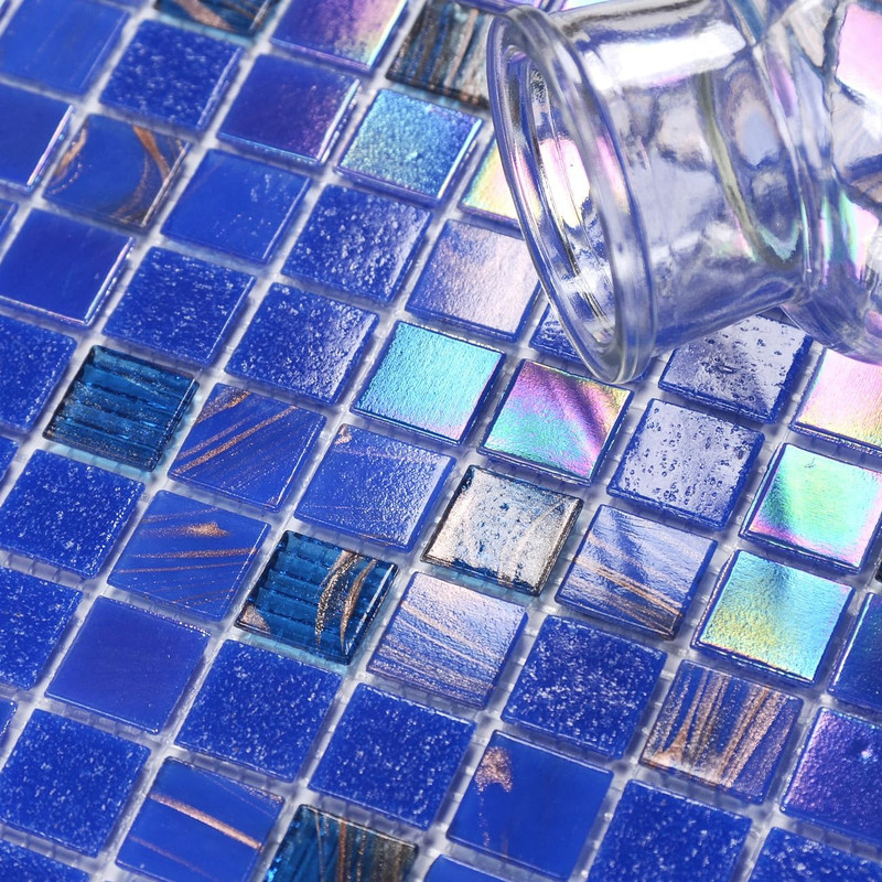 Iridescent Dark Blue Pool & Wall Tile - 11.5 Sqft, 10 Pcs gallery