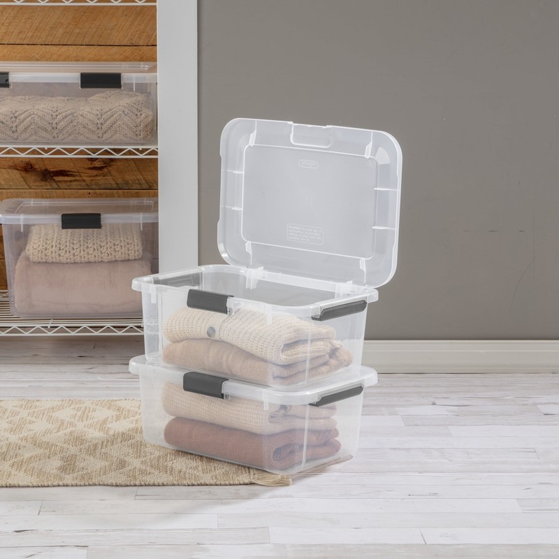 20 Quart HingeLID Clear Storage Bin with Latch Lid and Comfort Grip, 6 Pack gallery