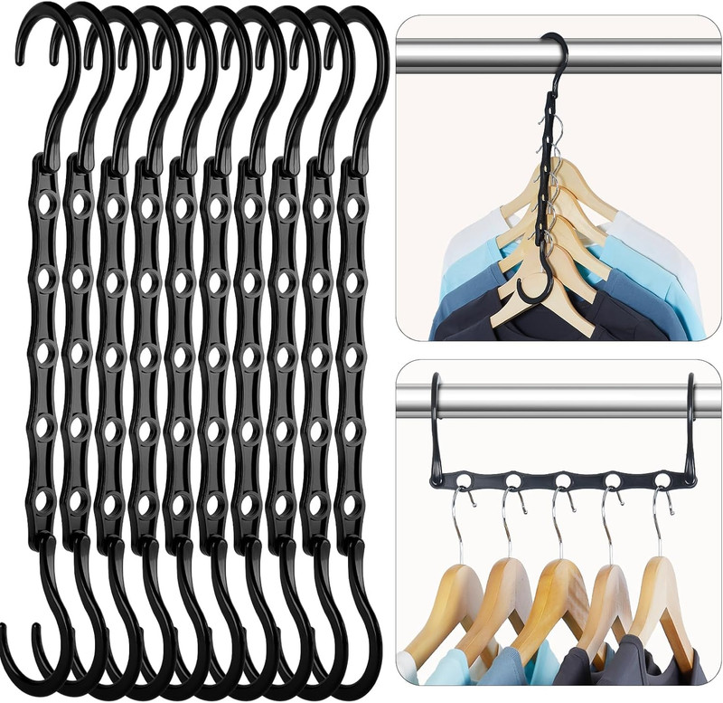 Black Magic Space Saving Hangers 10 Pack, Premium Smart Hanger Hooks, Sturdy Cas gallery