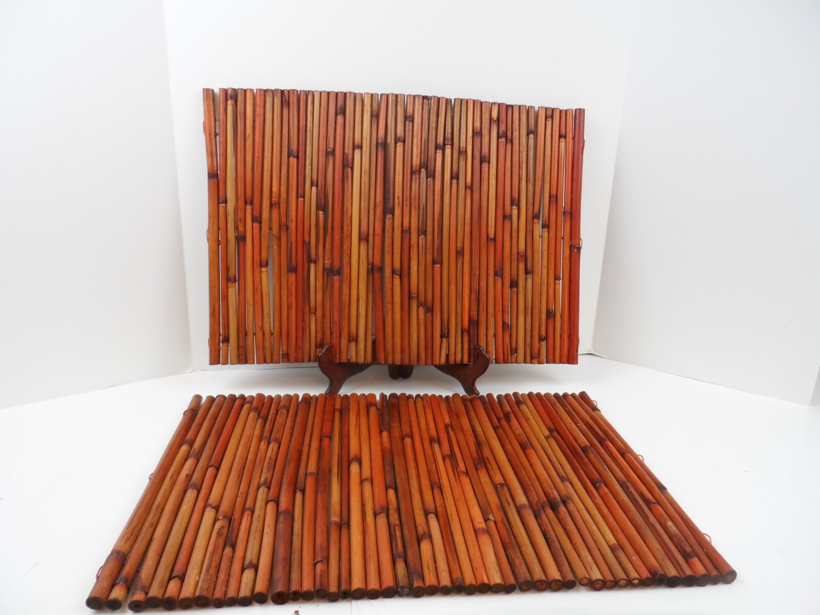 Pair Bamboo Table Mats Placemat Rattan Sturdy Thick Rich Brown 20 x 14 gallery