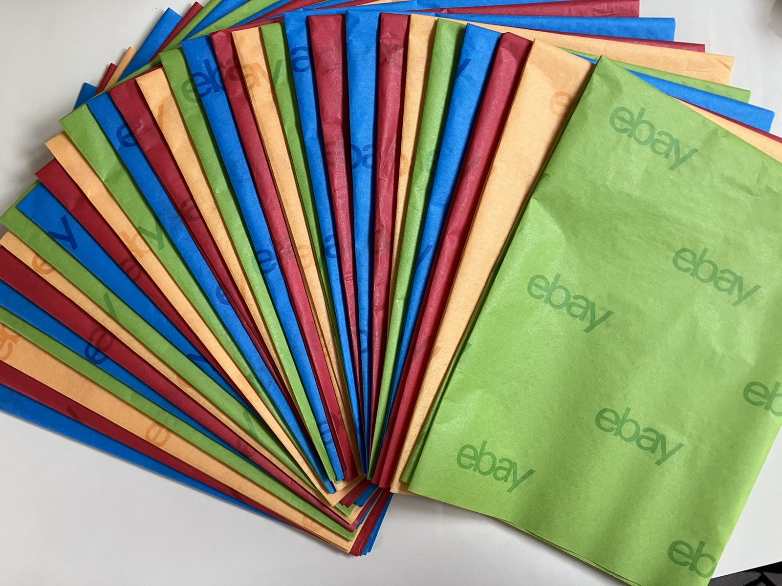 eBay Branded Tissue Paper Red Blue Green Yellow 20 x 30" Good Quality 30 Sheets gallery