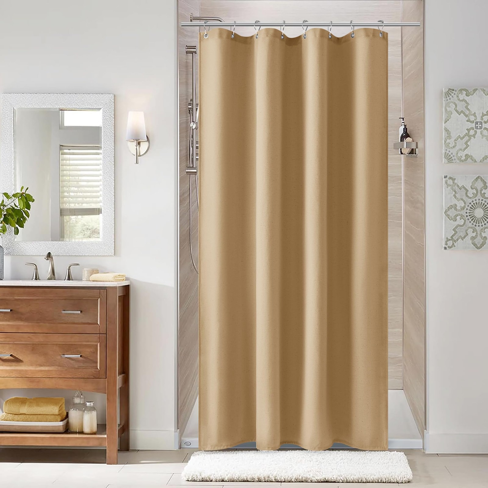 48 Inch Shower Curtain - Stall Narrow Half 48"W x 72"L (Pack of 1) Gold Yellow gallery