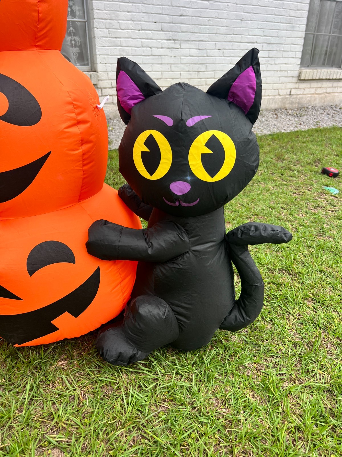 Halloween Inflatable Pumpkins Black Cat Witch Hat Yard Decor 53in gallery