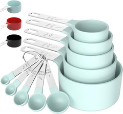 TILUCK Measuring Cups & Spoons Set, Stackable Cups and Spoons, Nesting Measure C