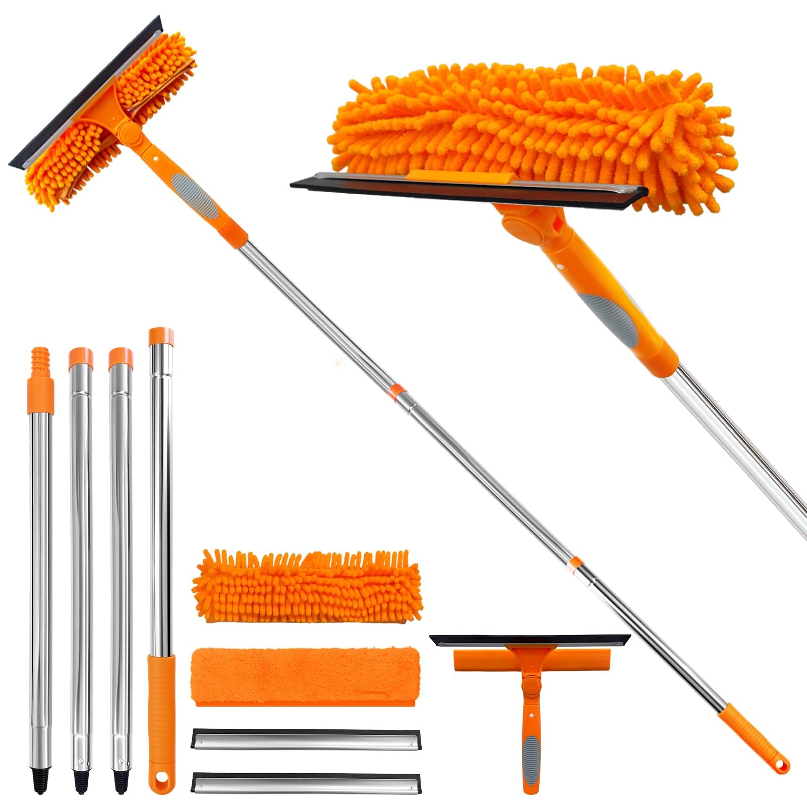 67" 2 in 1 Rotatable Window Cleaner with Extension Pole and Bendable Head gallery