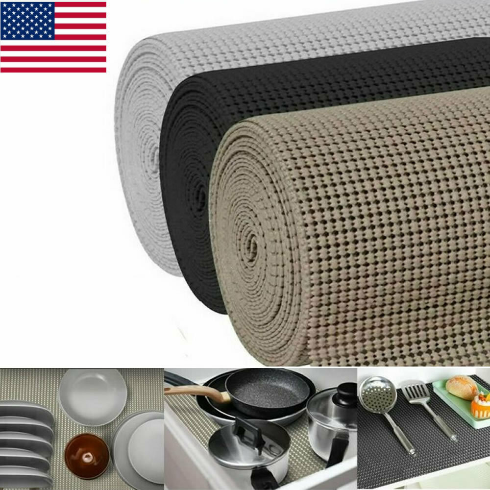 Anti Non Slip Drawer Mat Shelf Liner Cabinet Storage Rubber Kitchen 20*120inch gallery