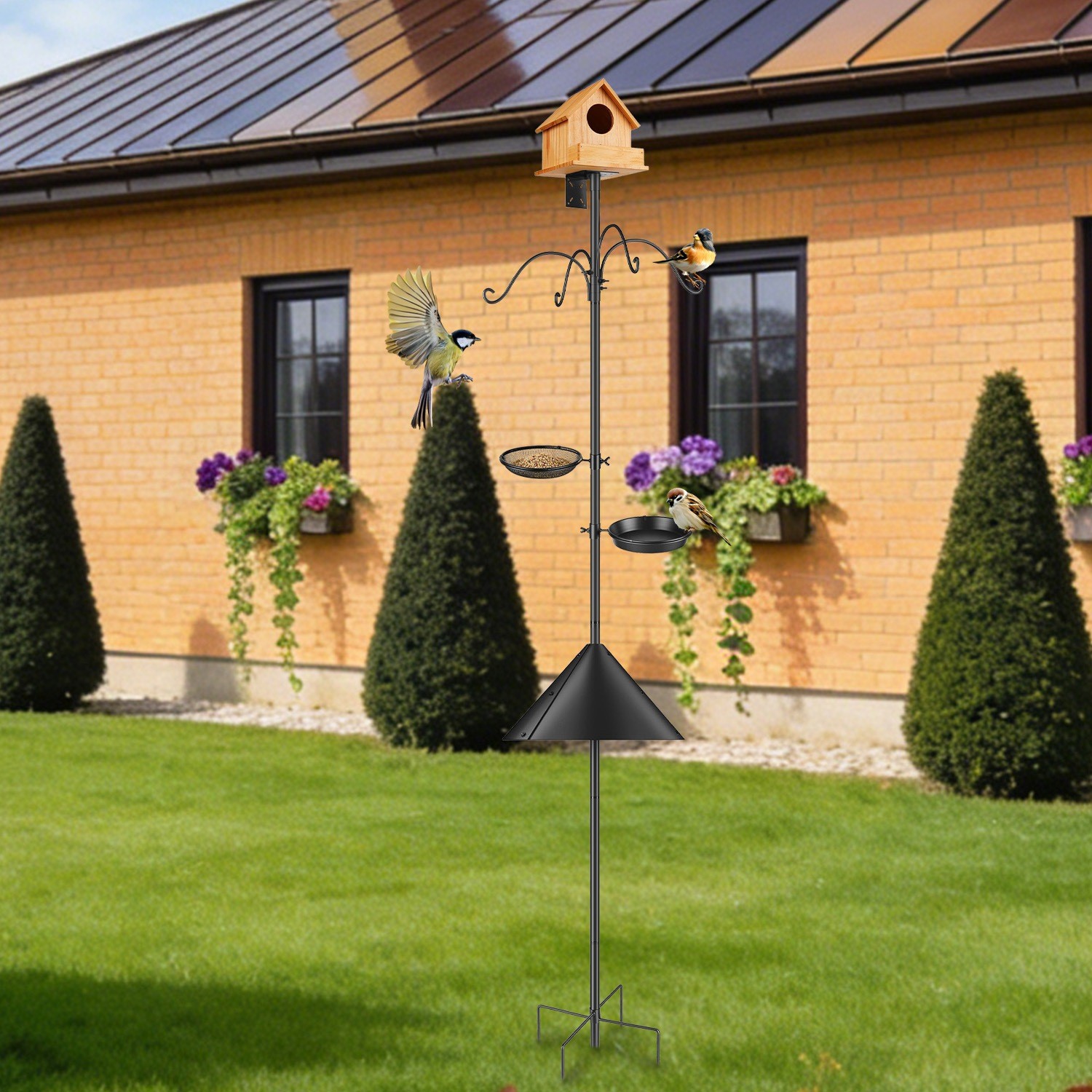 Heavy-Duty 94-In Squirrel Proof Bird Feeder Pole Feeding Station 4 Shepherd Hook gallery