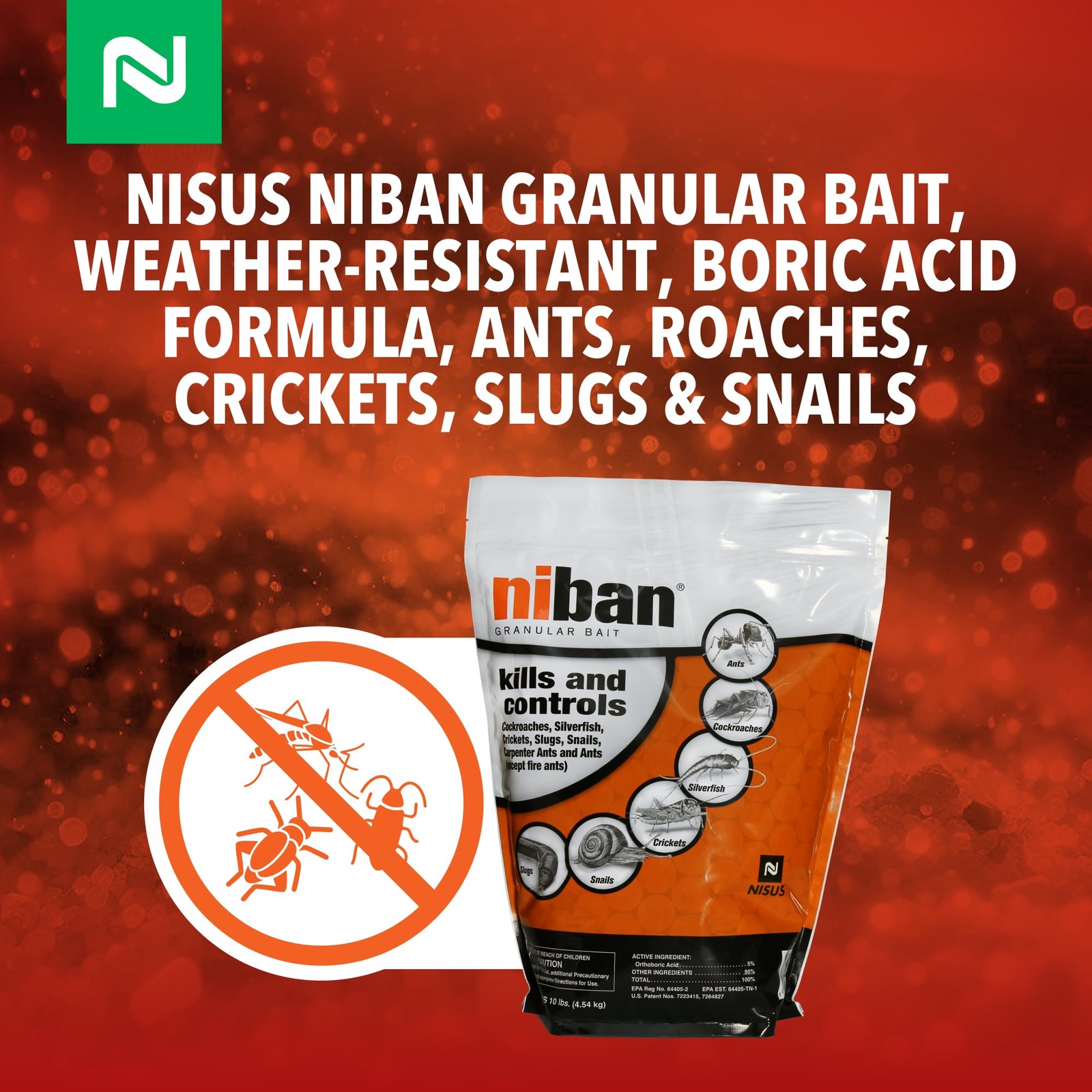 Granular Bait Weather Resistant Boric Acid 10 lbs Indoor Outdoor Nisus Niban gallery