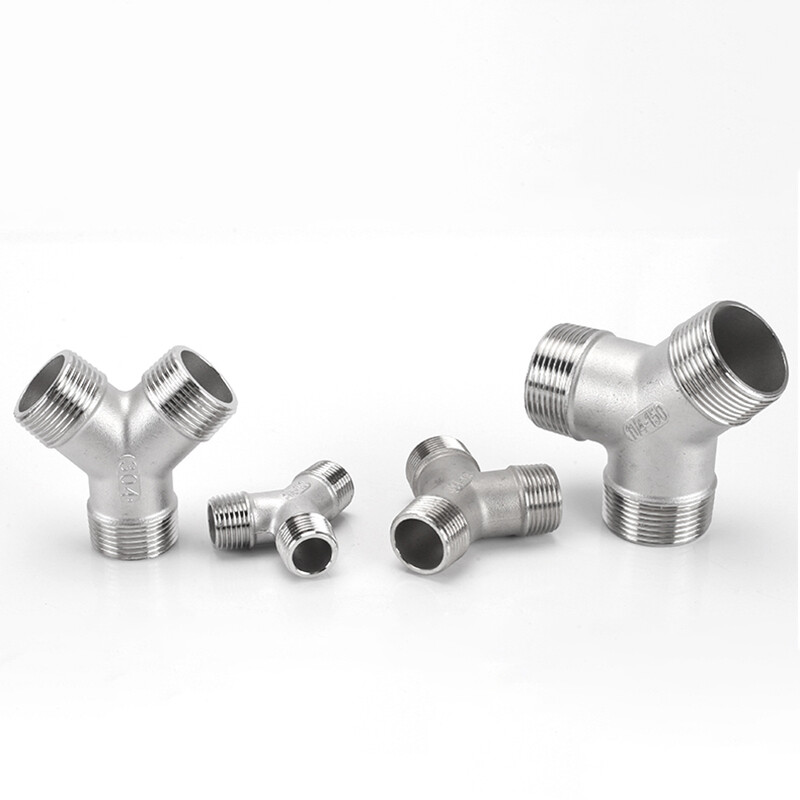 304 Stainless Steel Y Type 3 Way Fitting BSP Thread Female/Male Connector 1/4"~2 gallery