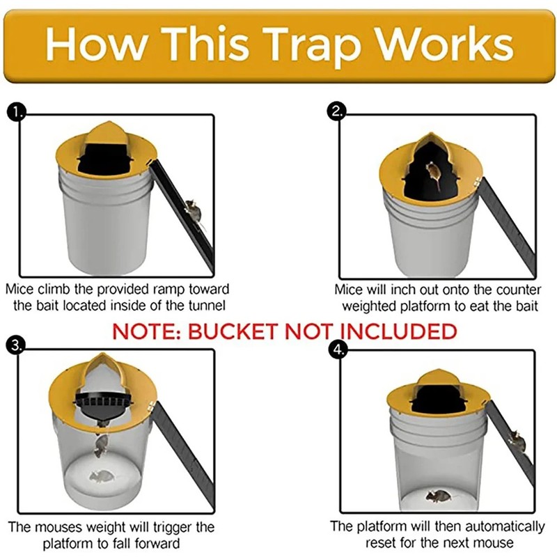Mouse Rat Trap Flip & Slide Mouse Trap Bucket Catcher Mousetrap Slide Bucket Lid gallery