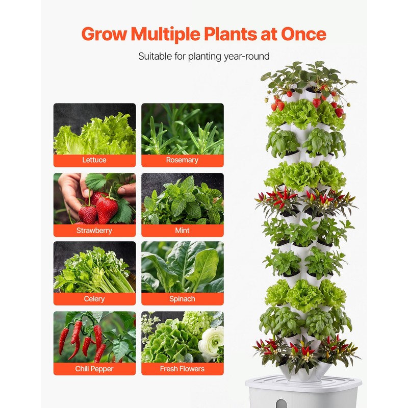 Uimoso Hydroponic Tower System with 50Pods and Mobile Base Vertical Gardening gallery
