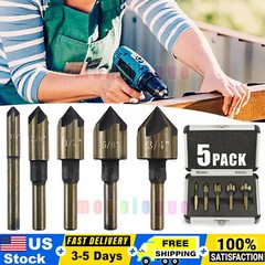 5PC COUNTERSINK TOOL BIT SET COUNTER SINK FOR STEEL METAL WOOD PLASTIC ALUMINUM