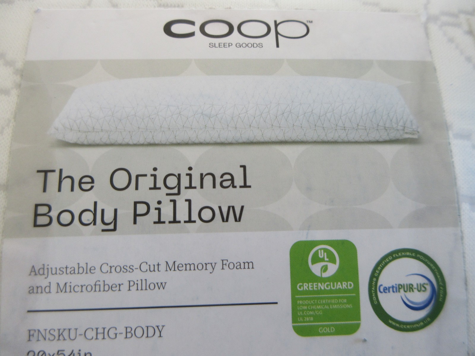 Coop Home Goods Original Adjustable Body Pillow, 20x54", EXTRA FILL INCLUDED NEW gallery