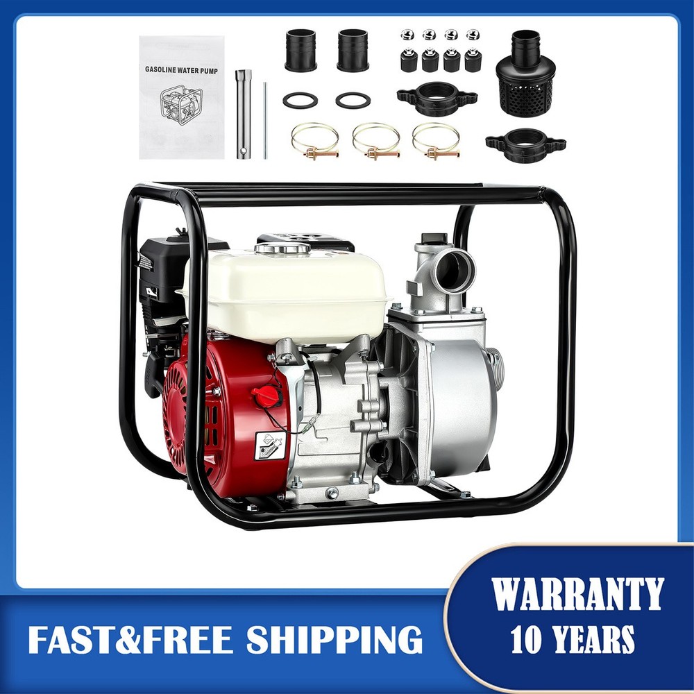 2 Inch Water Pump Gas Powered 7HP 4 Stroke 212CC Cast Iron Impeller Irrigation