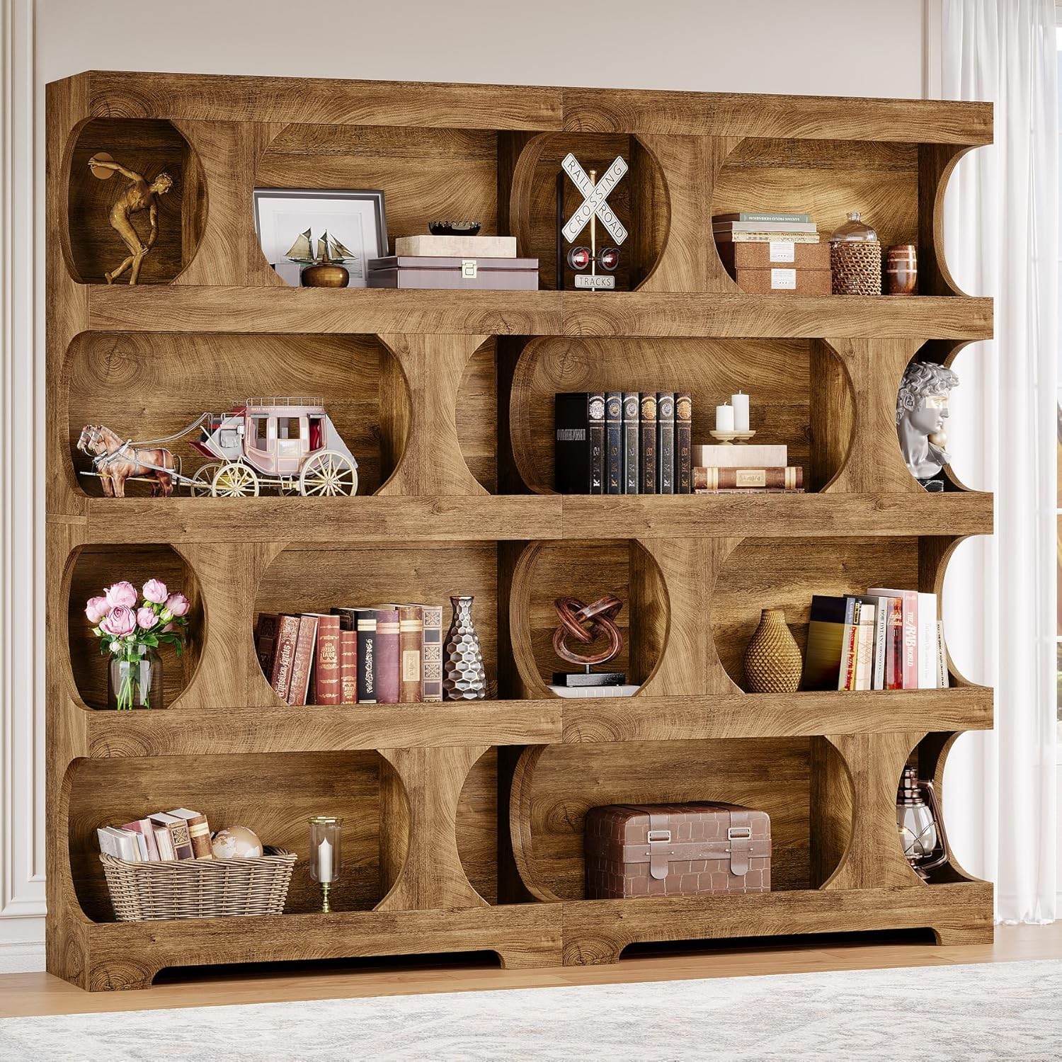 71" Tall Wooden Bookcase, 4-Tier Large Bookshelf Freestanding Display Shelves gallery