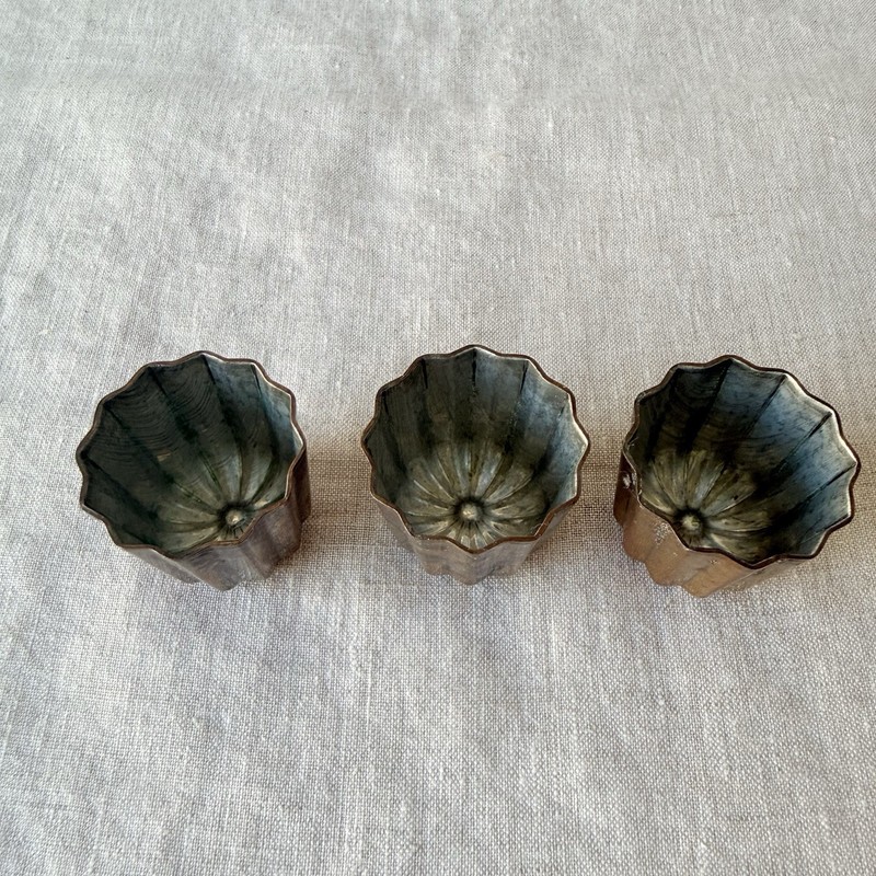 Matfer Bourgeat Mini Copper Canele Molds Tin Lined 1 3/8” Set of 3 French gallery