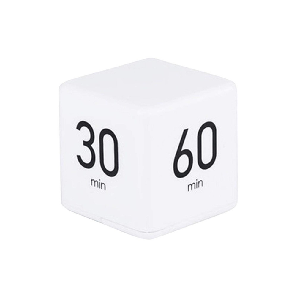 Cube Timer - 5, 15, 30 & 60 Min for Time Management (White) Kitchen & White