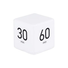Cube Timer – 5, 15, 30 & 60 Min for Time Management (White) Kitchen & White