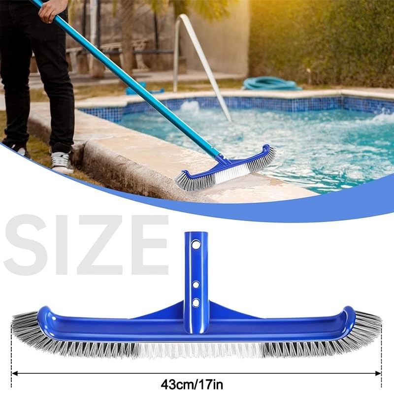 Pool Brush Head, 17" Pool Brushes for Cleaning Pool Walls, Curved Ends High-E... gallery