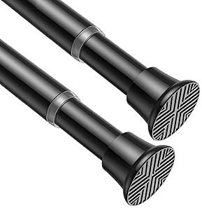 2 Pack Black Spring Tension Curtain Rods 31-62 Inches, Spring Loaded Curtain gallery