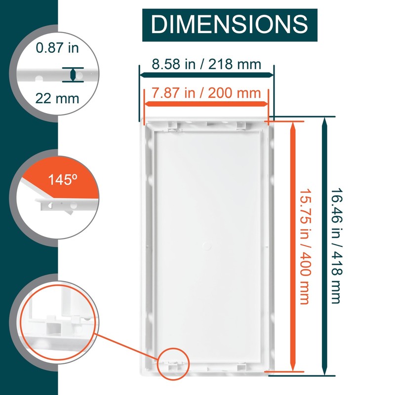 8" x 16" White Plastic Access Panel. Service Shaft Door Panel. Plumbing, Elec gallery