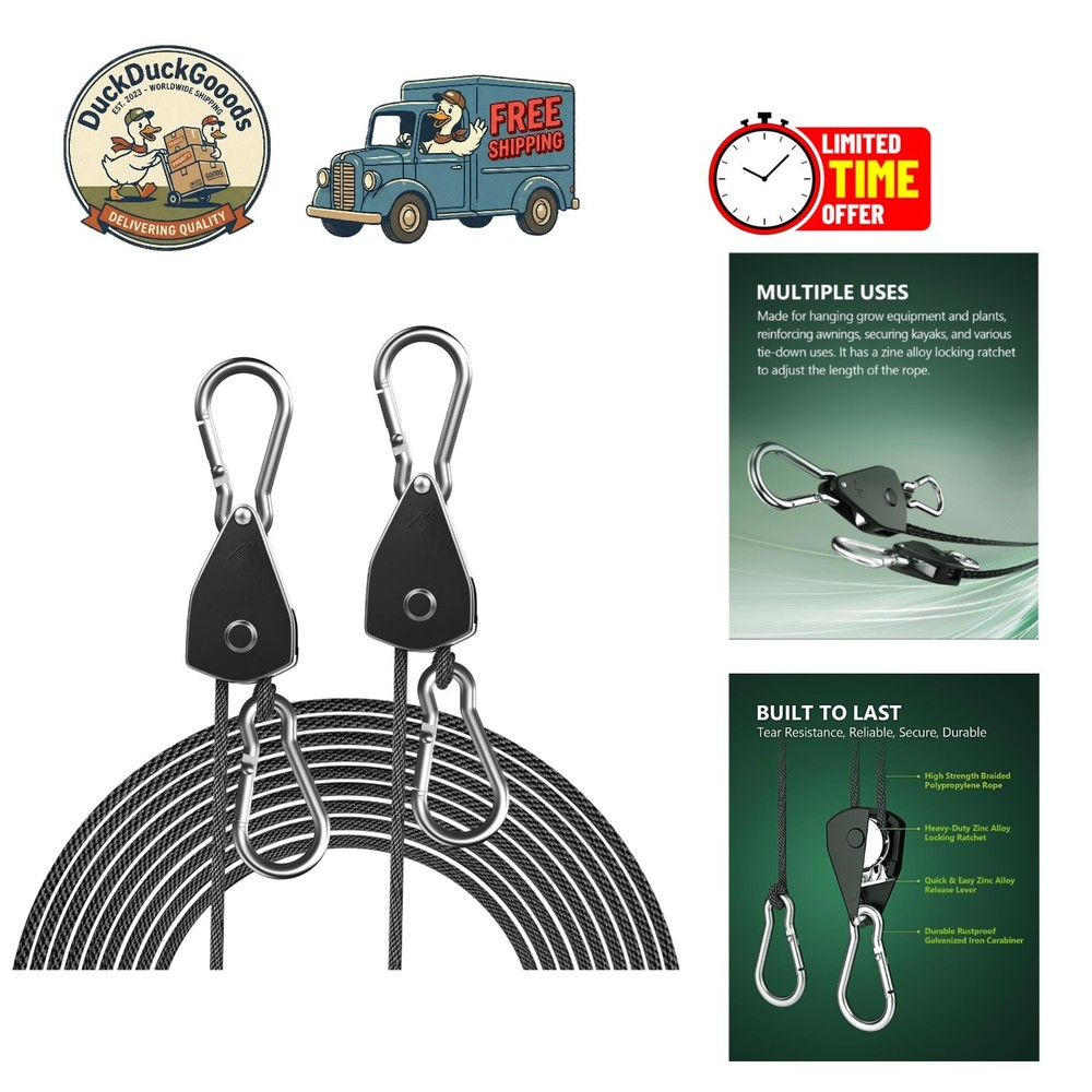 Versatile 2-Pack Adjustable Rope Hanger - 75 lbs Heavy Duty for All Uses