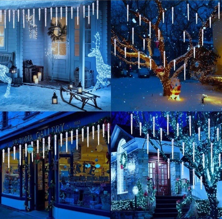 20 Tubes Meteor Shower Rain Lights Drop Icicle Falling String Light Christmas gallery