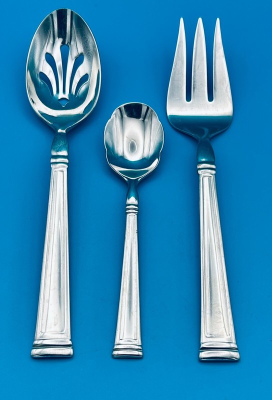 3 Pc Lenox ESQUIRE Hostess Serving Set Stainless Flatware Silverware 18/10 gallery