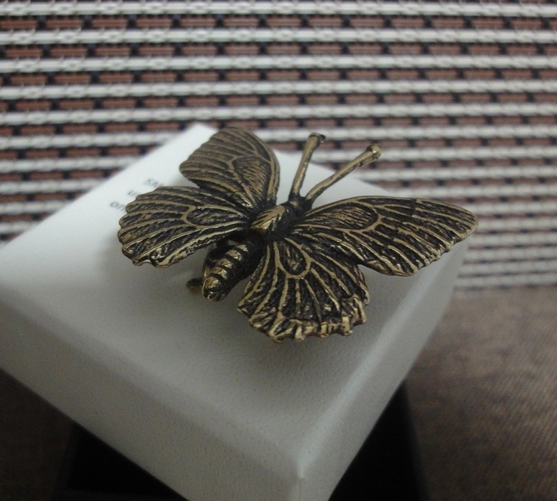 Solid Brass Butterfly Figurine Vintage Style Bronze Color Statue Home Decor gallery