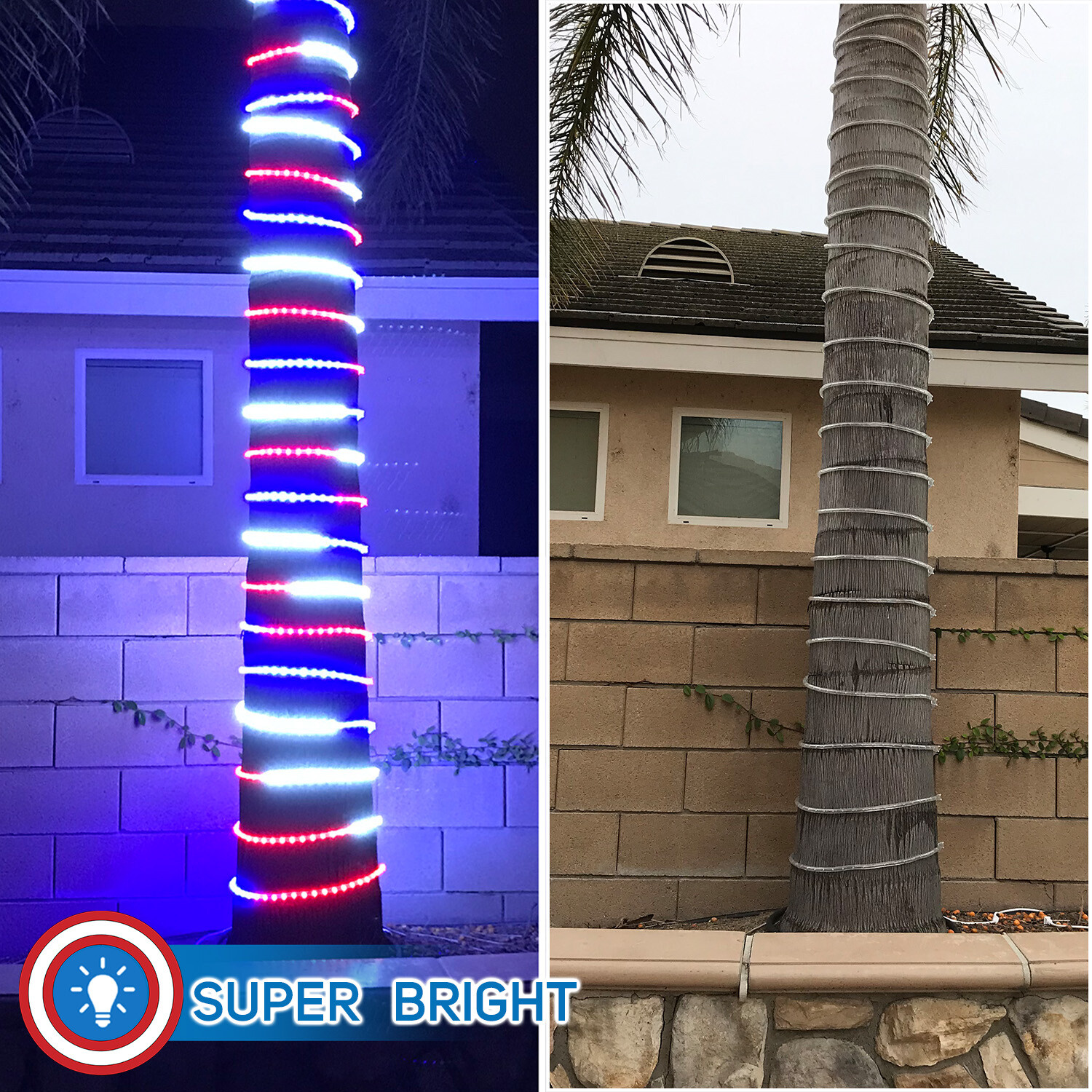 Russell Decor LED Rope lights 10-200ft Red White Blue Patriots Independence Day gallery