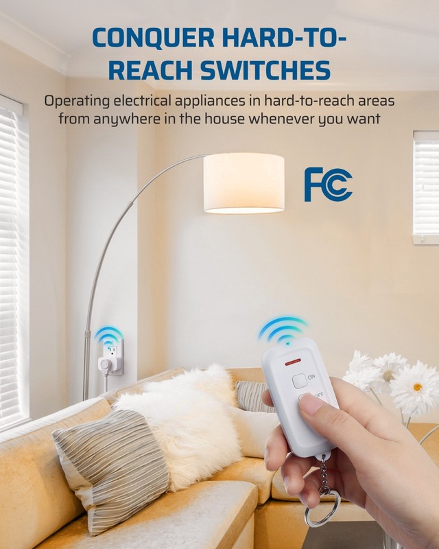 DEWENWILS Indoor Remote Control Outlet, Wireless Remote Light Switch, 15A/1875W gallery
