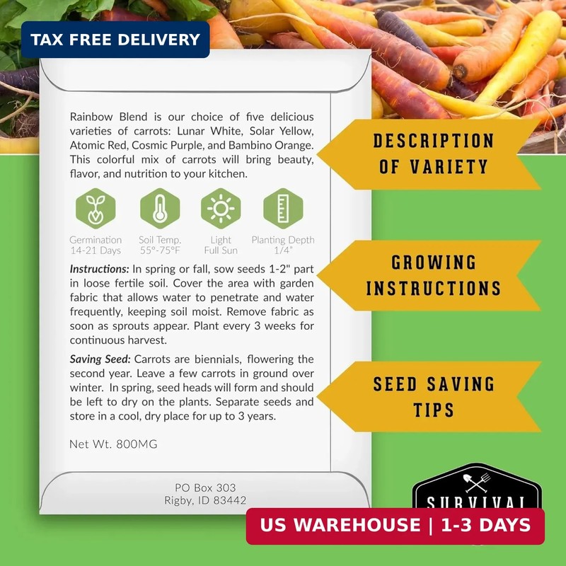 Fall Vegetable Seeds Collection - 8 Packs of Non-GMO Heirloom Cool Weather Seed gallery