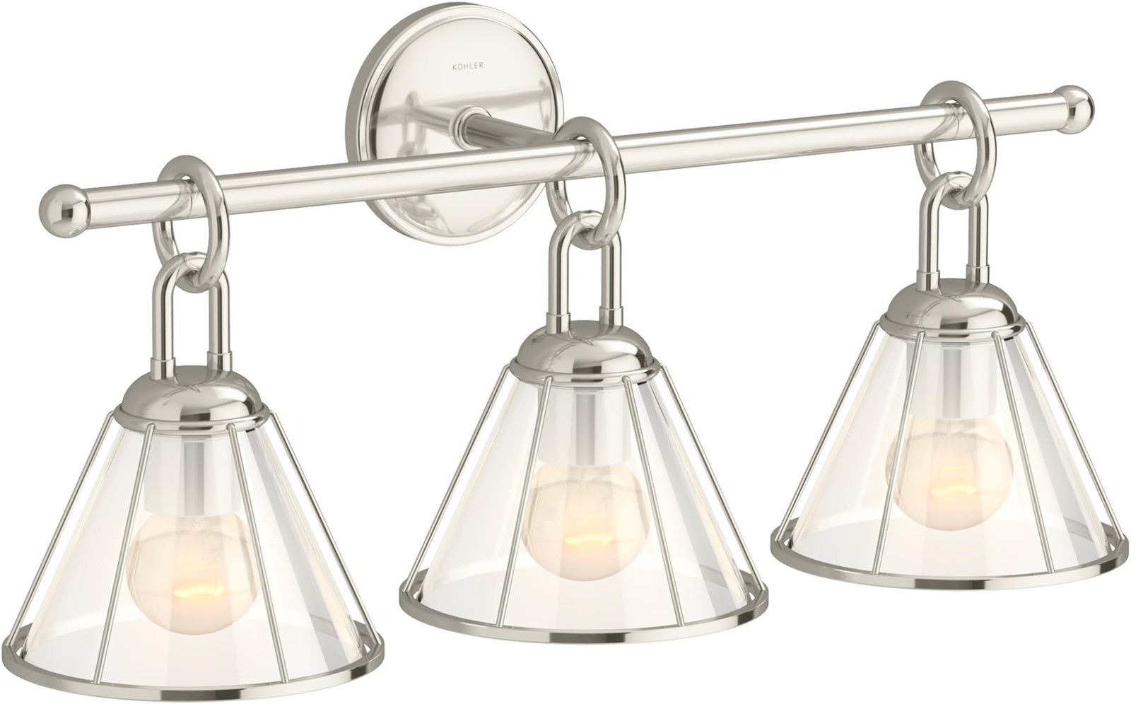 Kohler Terret 3-Light Vanity Bath Light 24-Inch Polished Nickel Damp Rated gallery