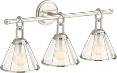 Kohler Terret 3-Light Vanity Bath Light 24-Inch Polished Nickel Damp Rated
