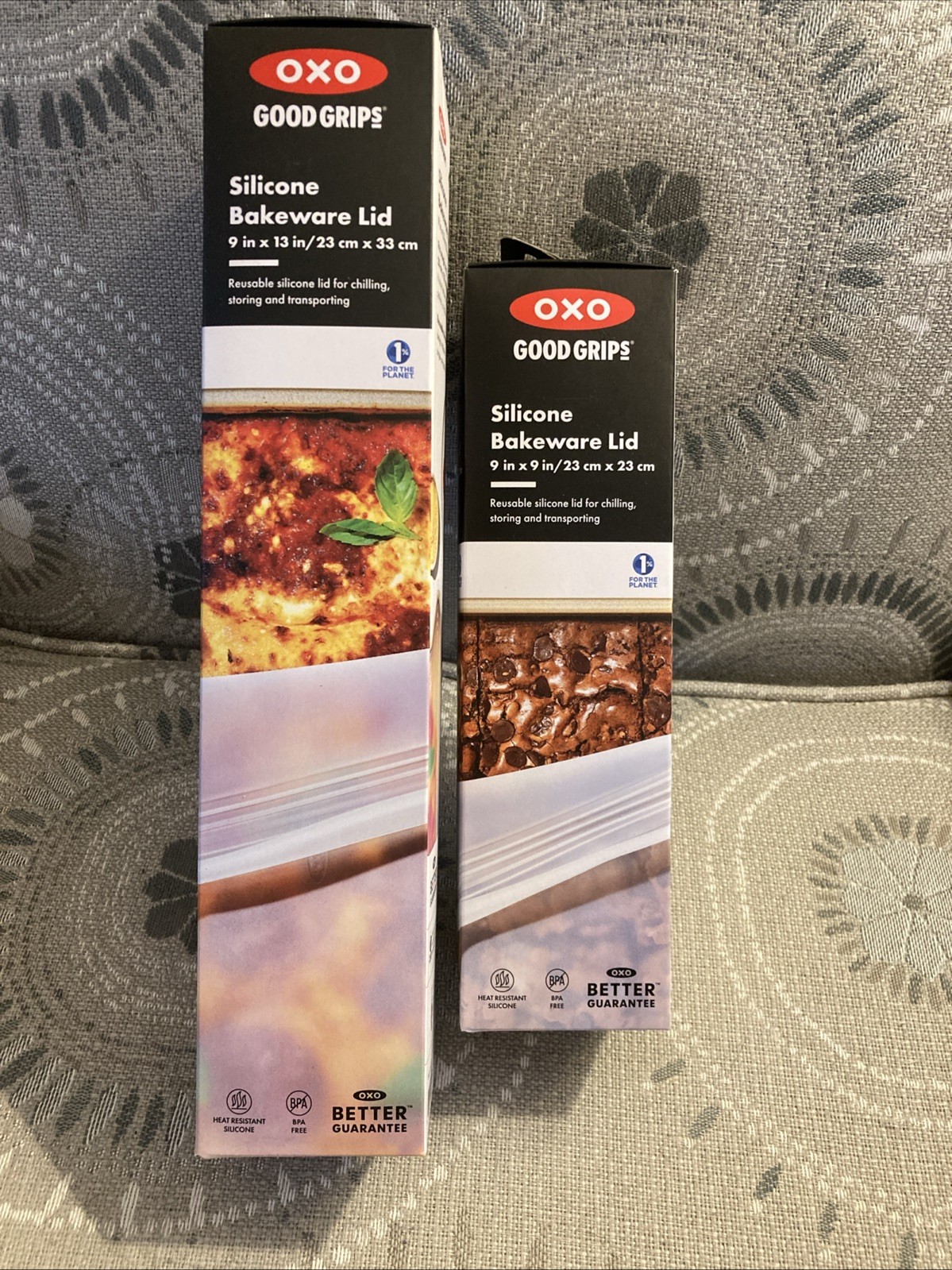 Oxo, Good Grips, 2-Silicone Reusable Bakeware Lids, 9x13 & 9x9 gallery