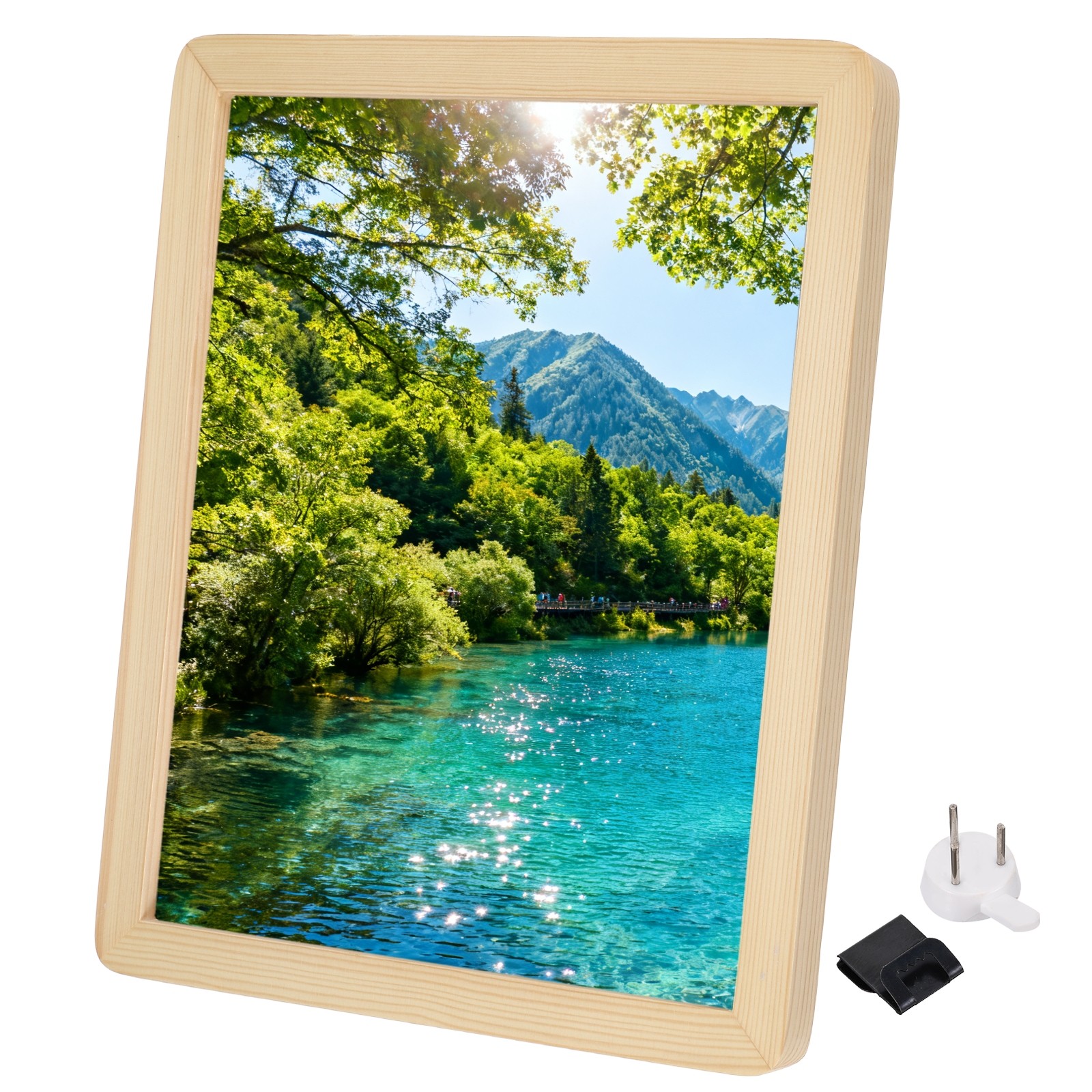 13.2x11.2" Natural Wood Color Rectangle Wood Photo Frame Rounded Corner Design gallery