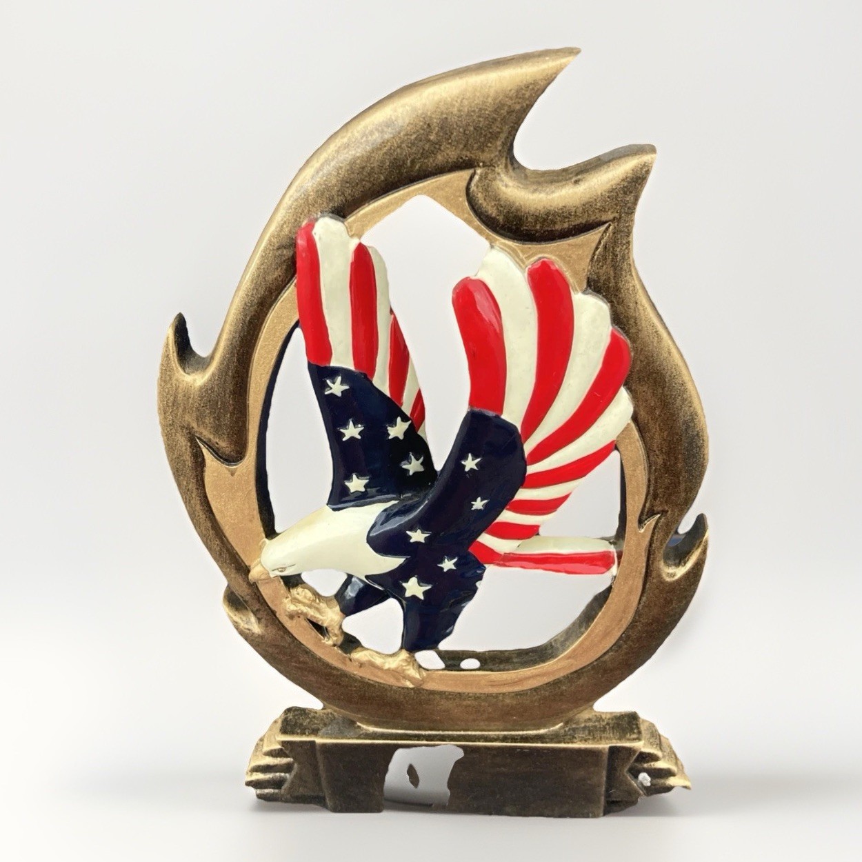 Patriotic Flame Series Eagle In Flames Trophy Red White & Blue Resin ROTC Awards gallery